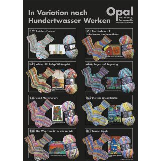 Opal Sockenwolle 4-fach Hundertwasser II 2100 - nach Werk 551 - Spiralsonne und Mondhaus